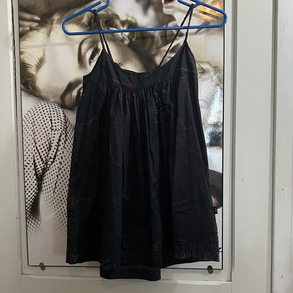 2/35$ WEZC 100% Cotton Braided Strap Summer Top – Black & Fuchsia – Size small
